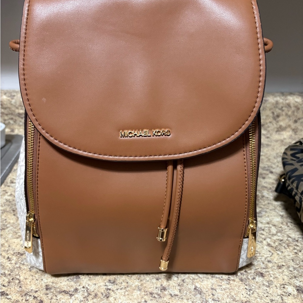 Michael Kors Brown Backpack with Gold Accents